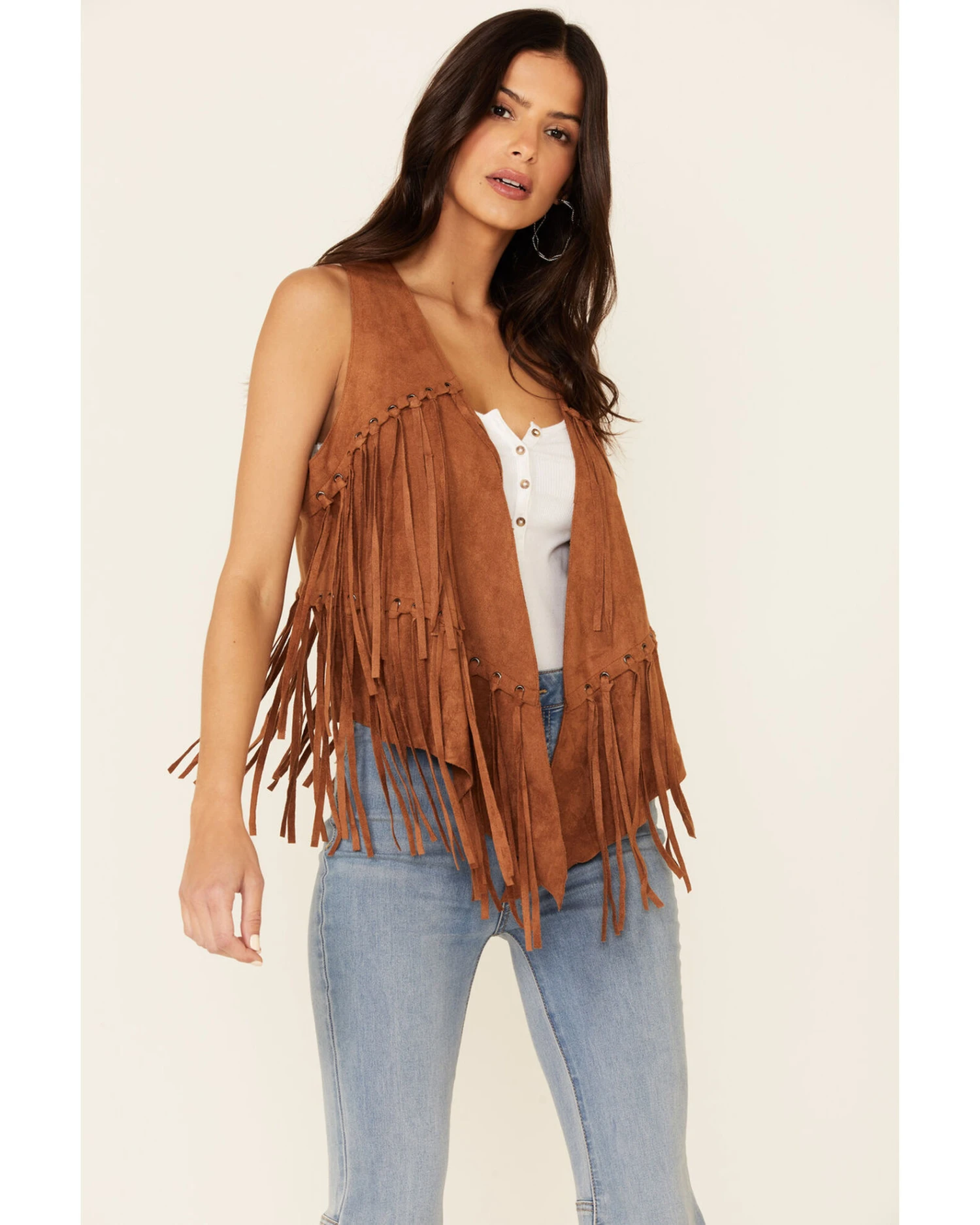 Vocal Women's Faux Suede Fringe Vest - Image 2