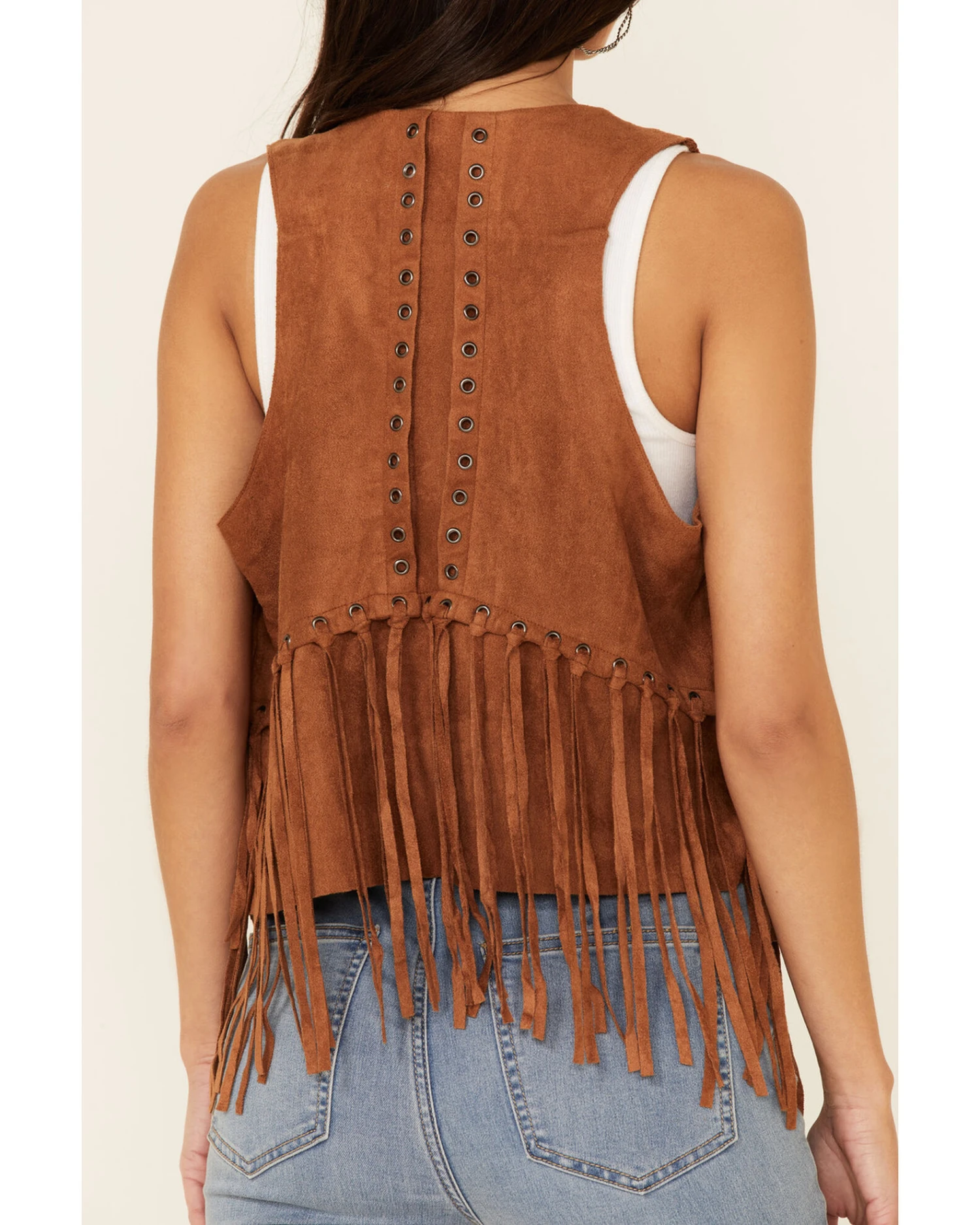 Vocal Women's Faux Suede Fringe Vest - Image 3