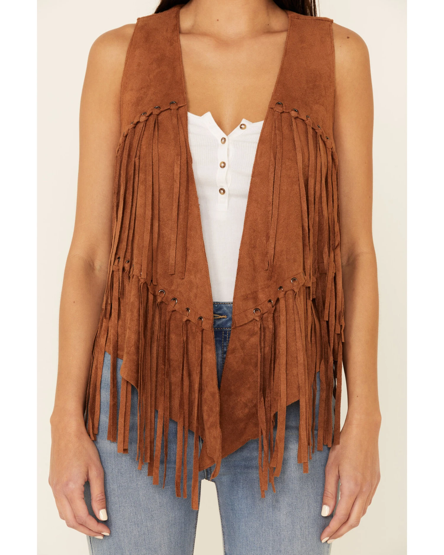 Vocal Women's Faux Suede Fringe Vest - Image 4