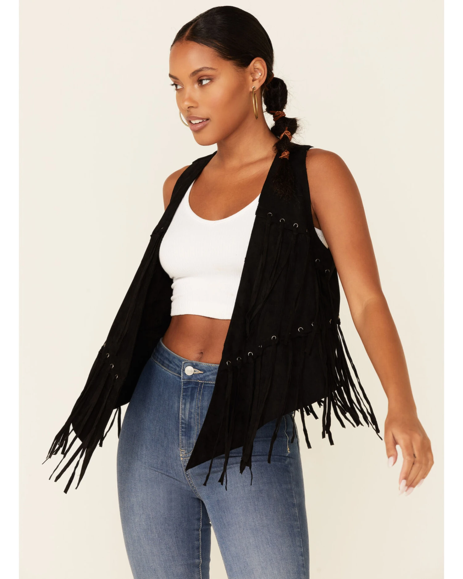 Vocal Women's Faux Suede Fringe VestÂ