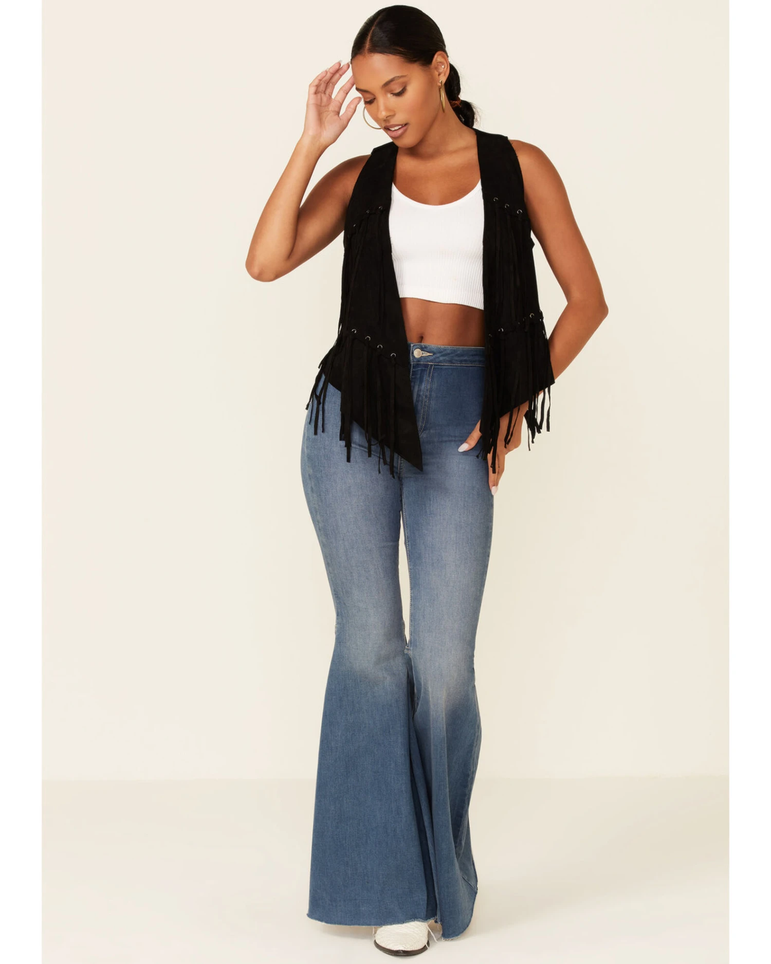 Vocal Women's Faux Suede Fringe Vest - Image 2