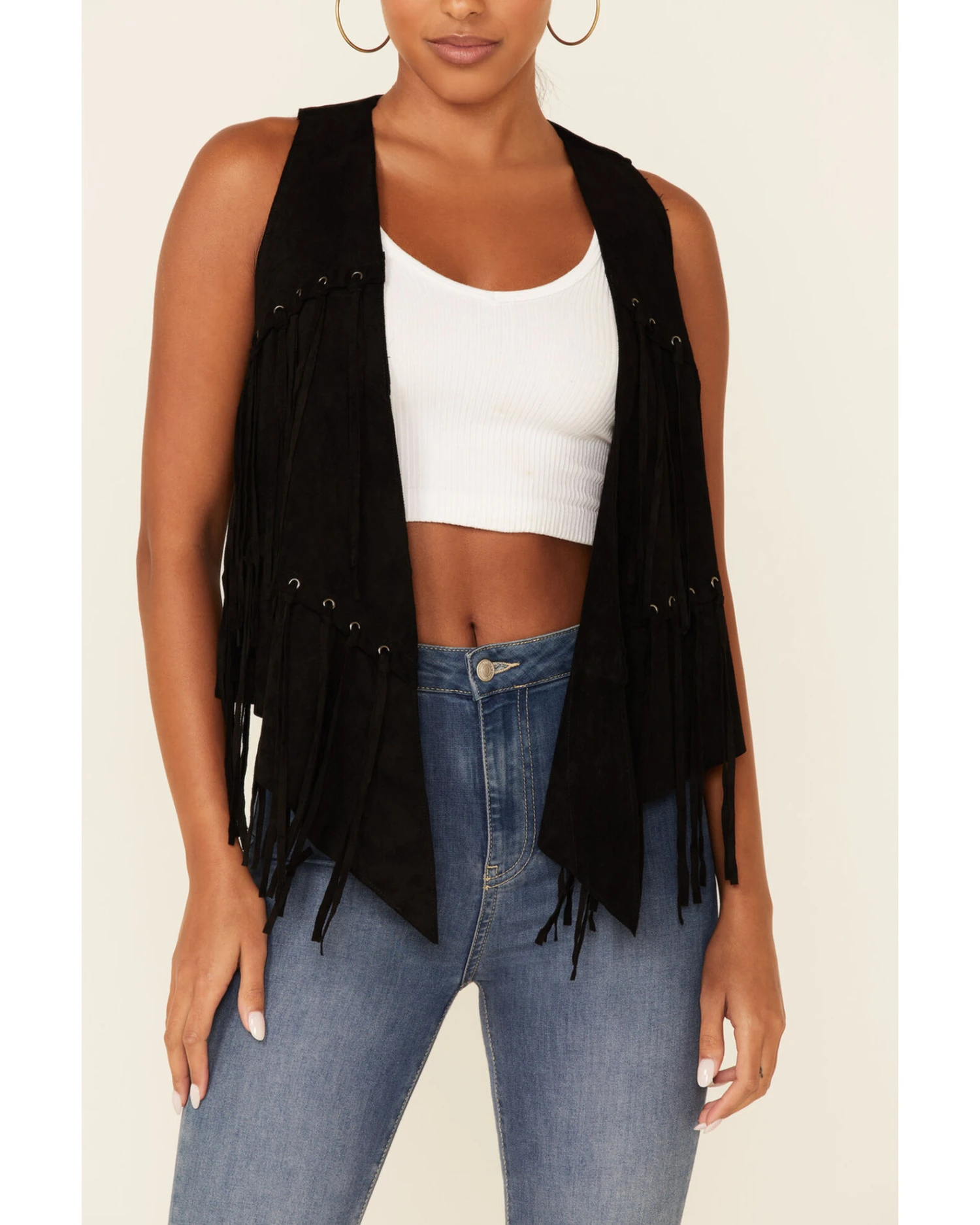 Vocal Women's Faux Suede Fringe Vest - Image 3