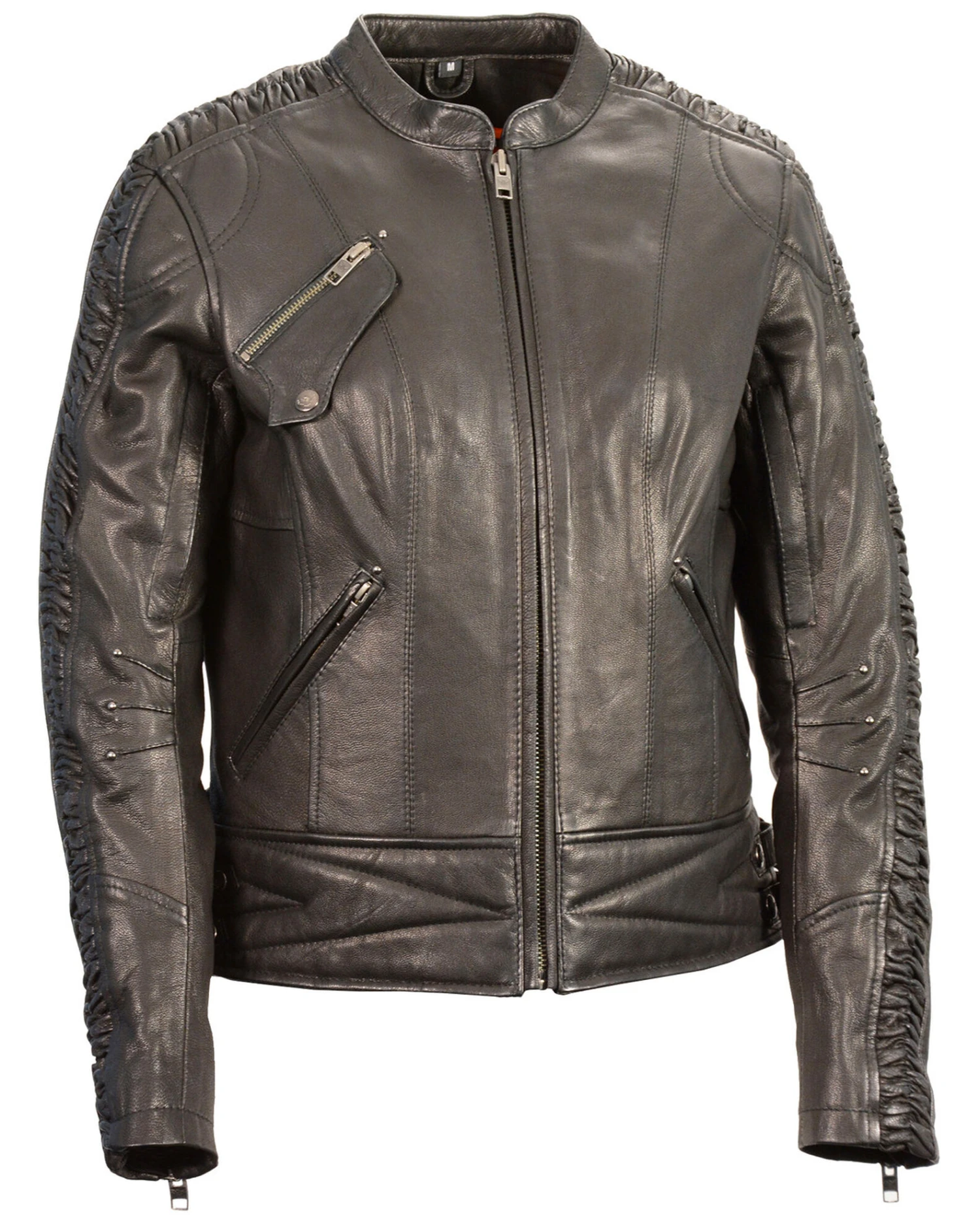 Milwaukee Leather Women's Crinkle Arm Lightweight Racer Leather Jacket