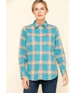 Ariat Women's FR Savana Plaid Print Long Sleeve Work Shirt