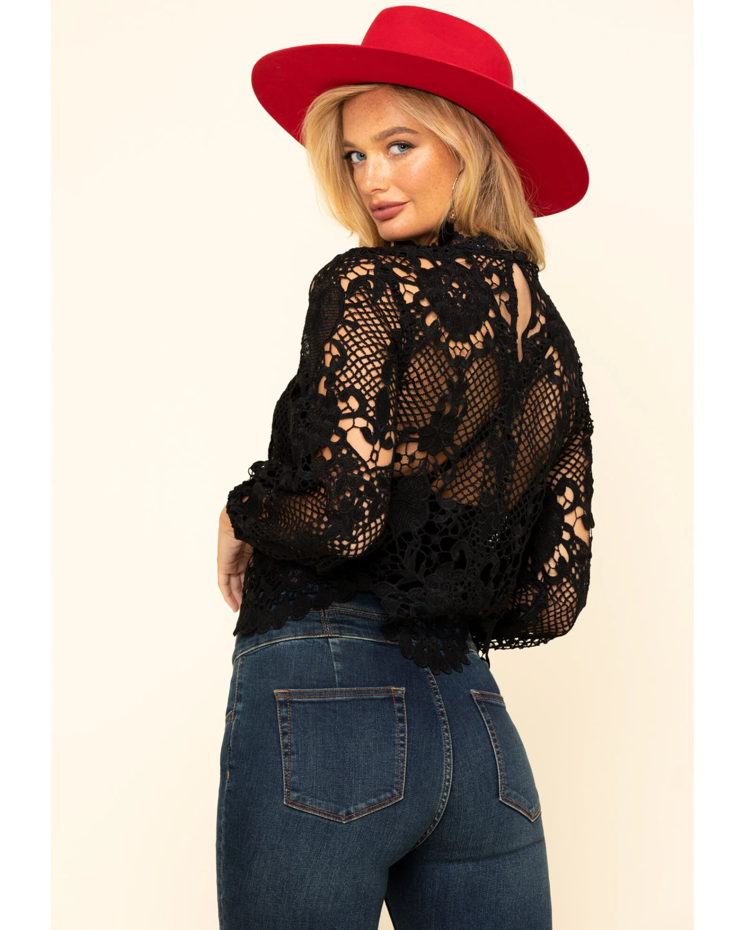 Flying Tomato Women's Crochet Lace Long Sleeve Top - Image 2