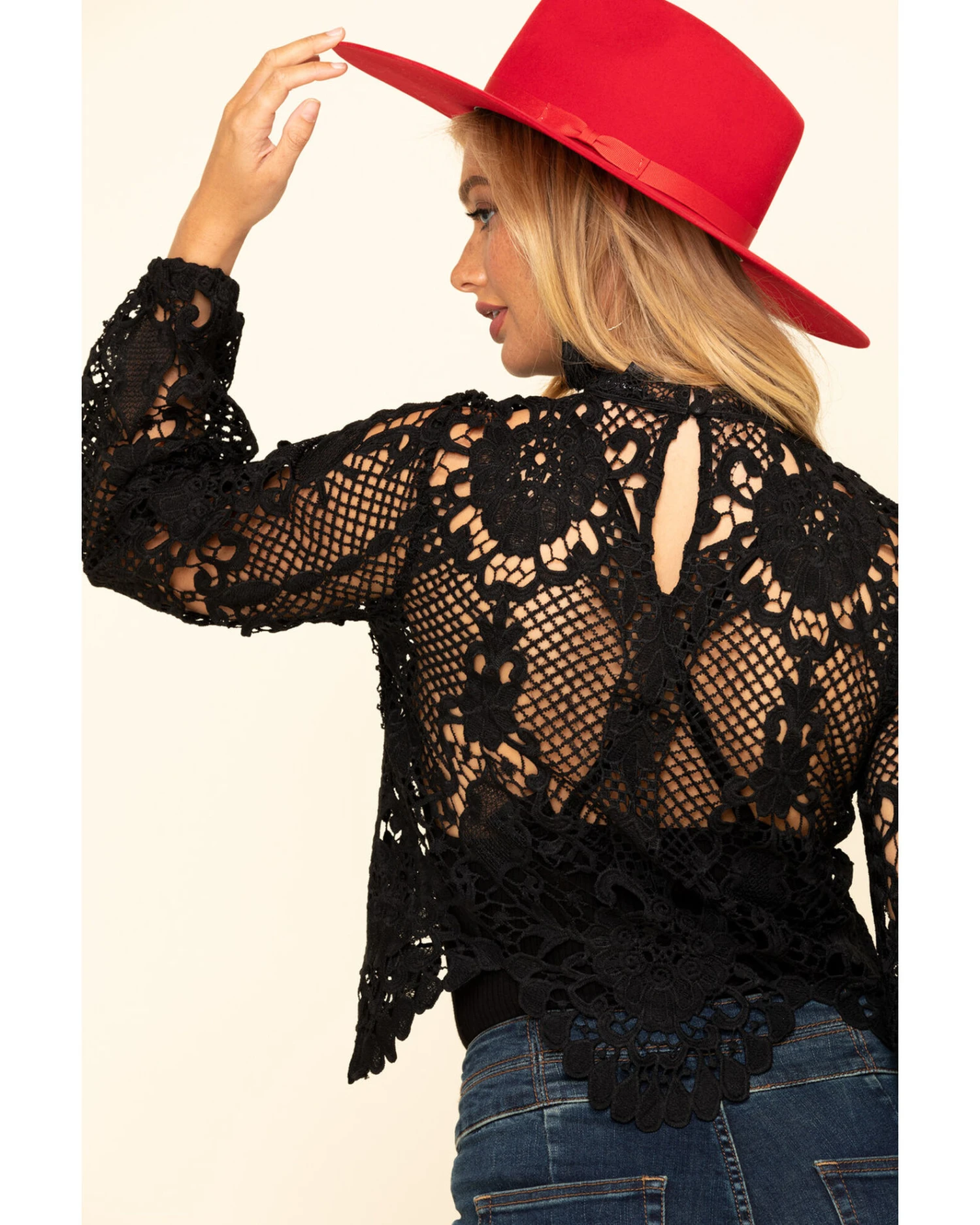 Flying Tomato Women's Crochet Lace Long Sleeve Top - Image 5
