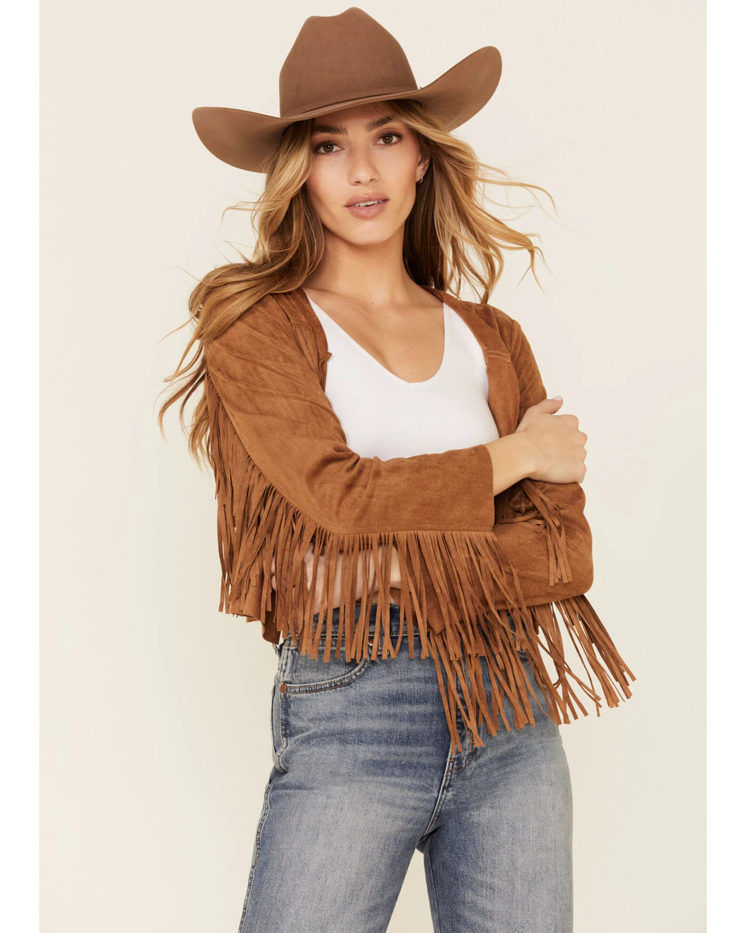 Vocal Women's Faux Suede Western Fringe Jacket