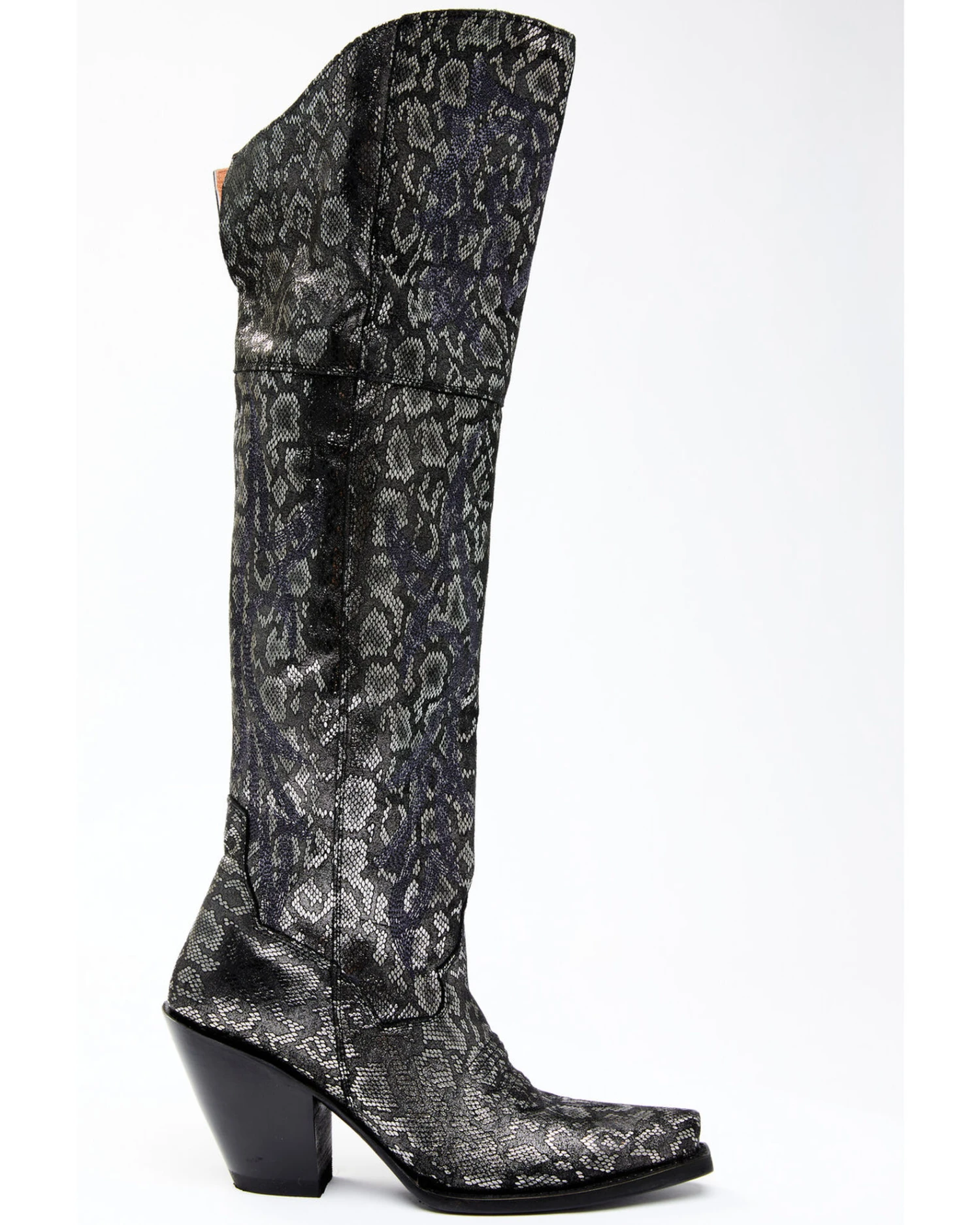 Dan Post Women's Black Snake Print Western Boots - Snip Toe - Image 2