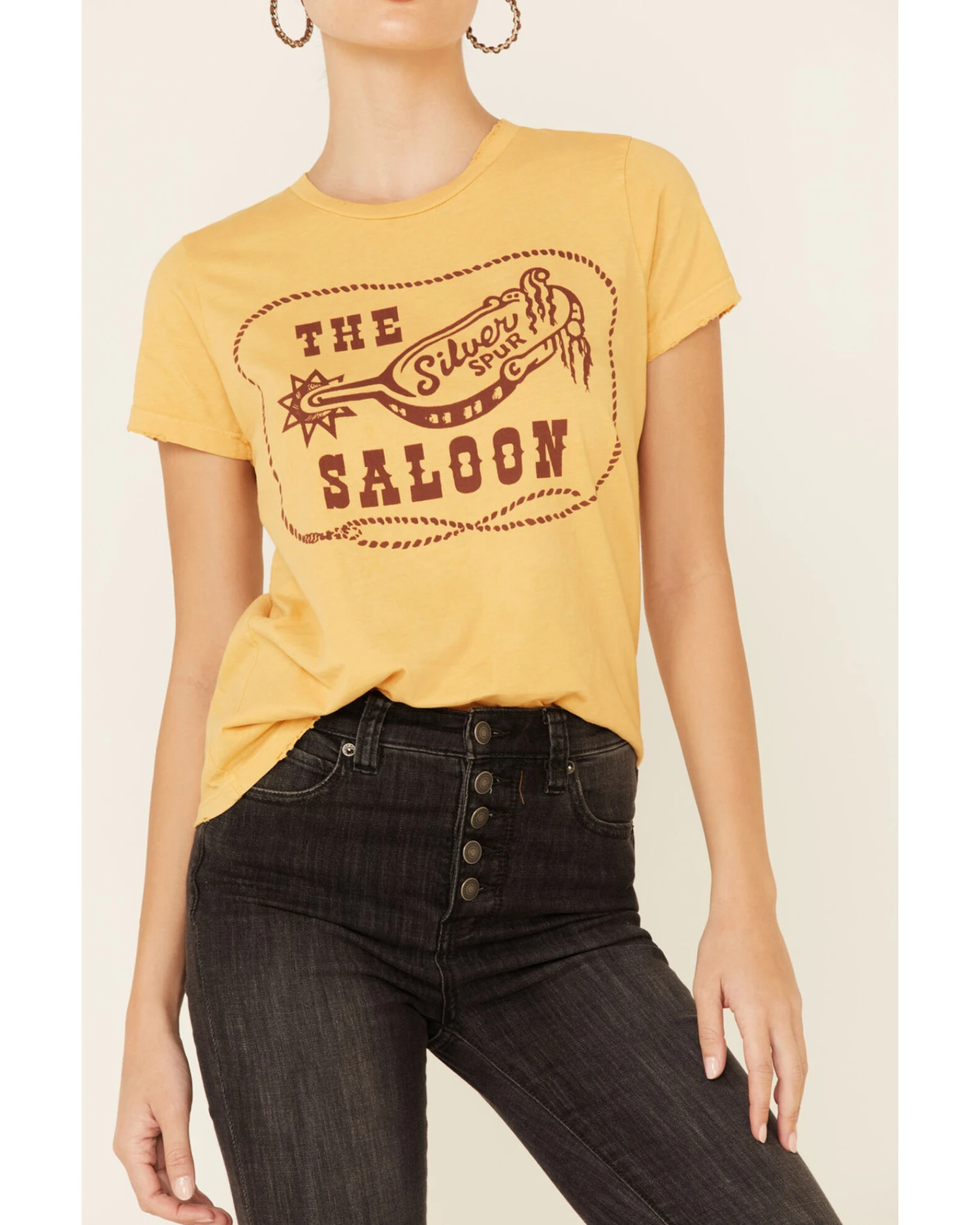 Bandit Brand Women's Mustard Silver Spur Spoon Graphic Tee - Image 3