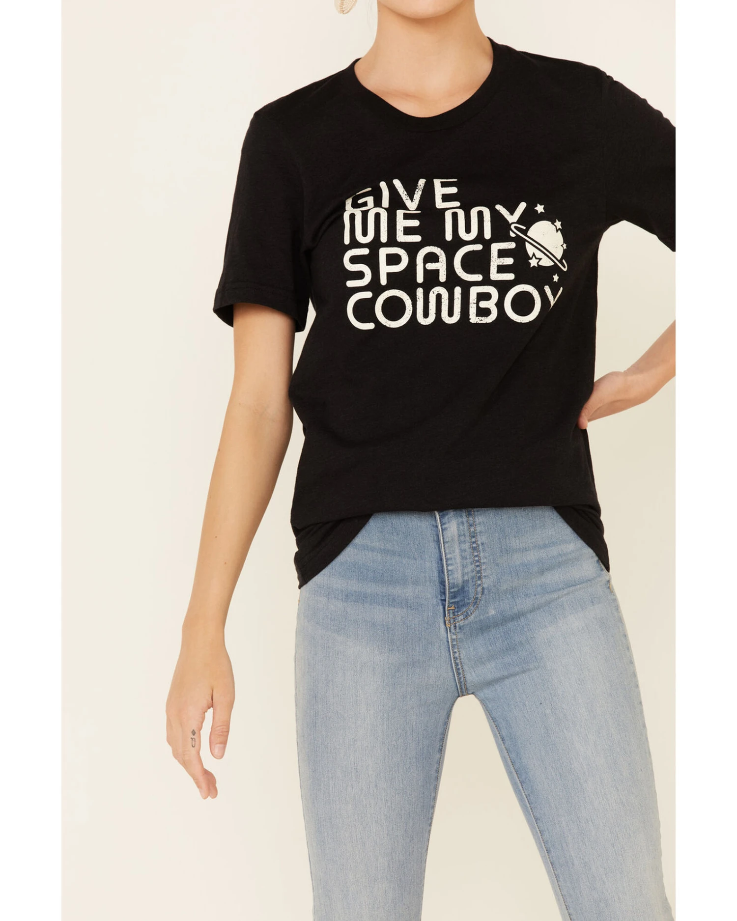Ali Dee Women's Give Me My Space Cowboy Graphic Short Sleeve Tee - Image 3
