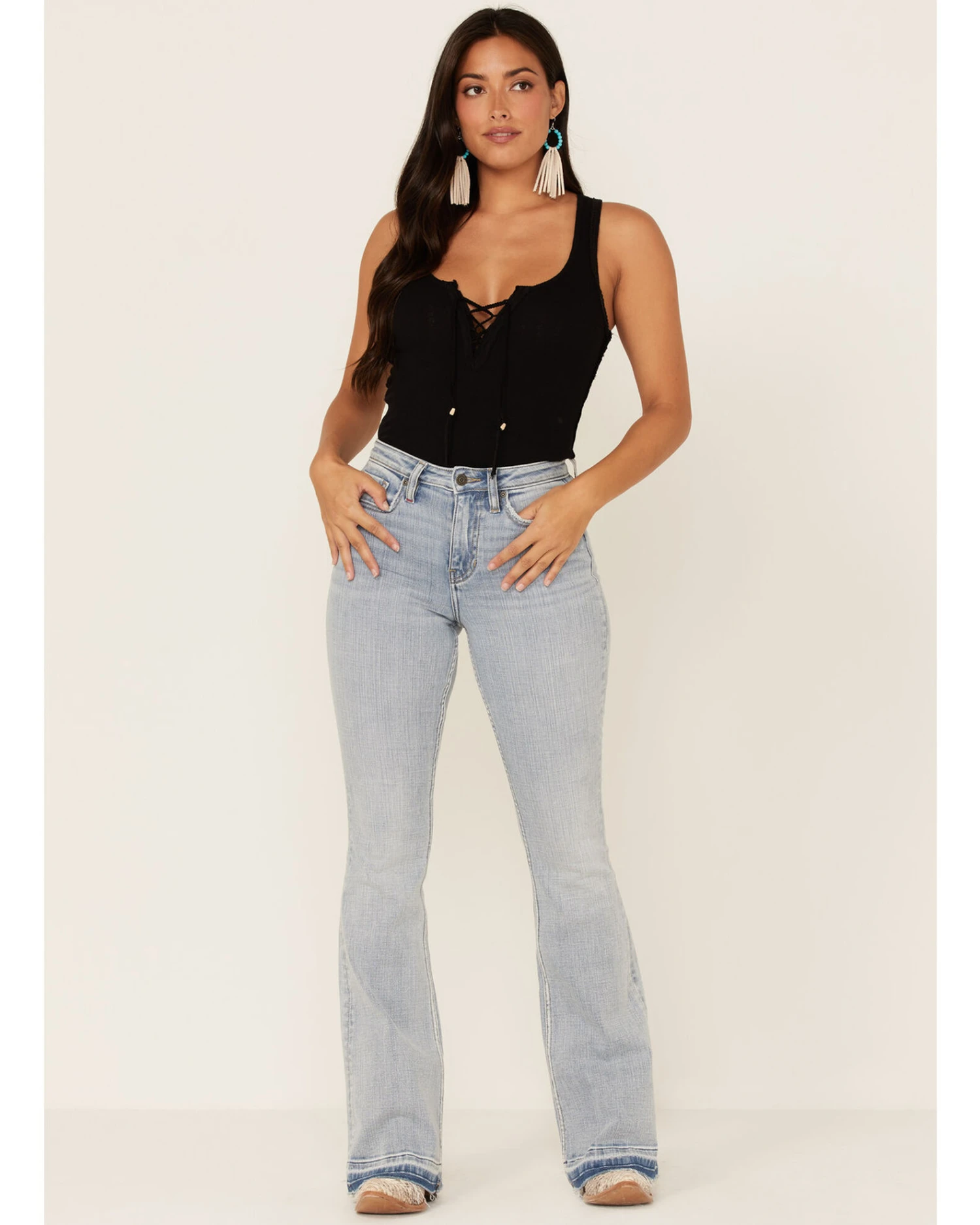 Idyllwind Women's Light Wash Mustang High Risin' Released Hem Flare Jeans