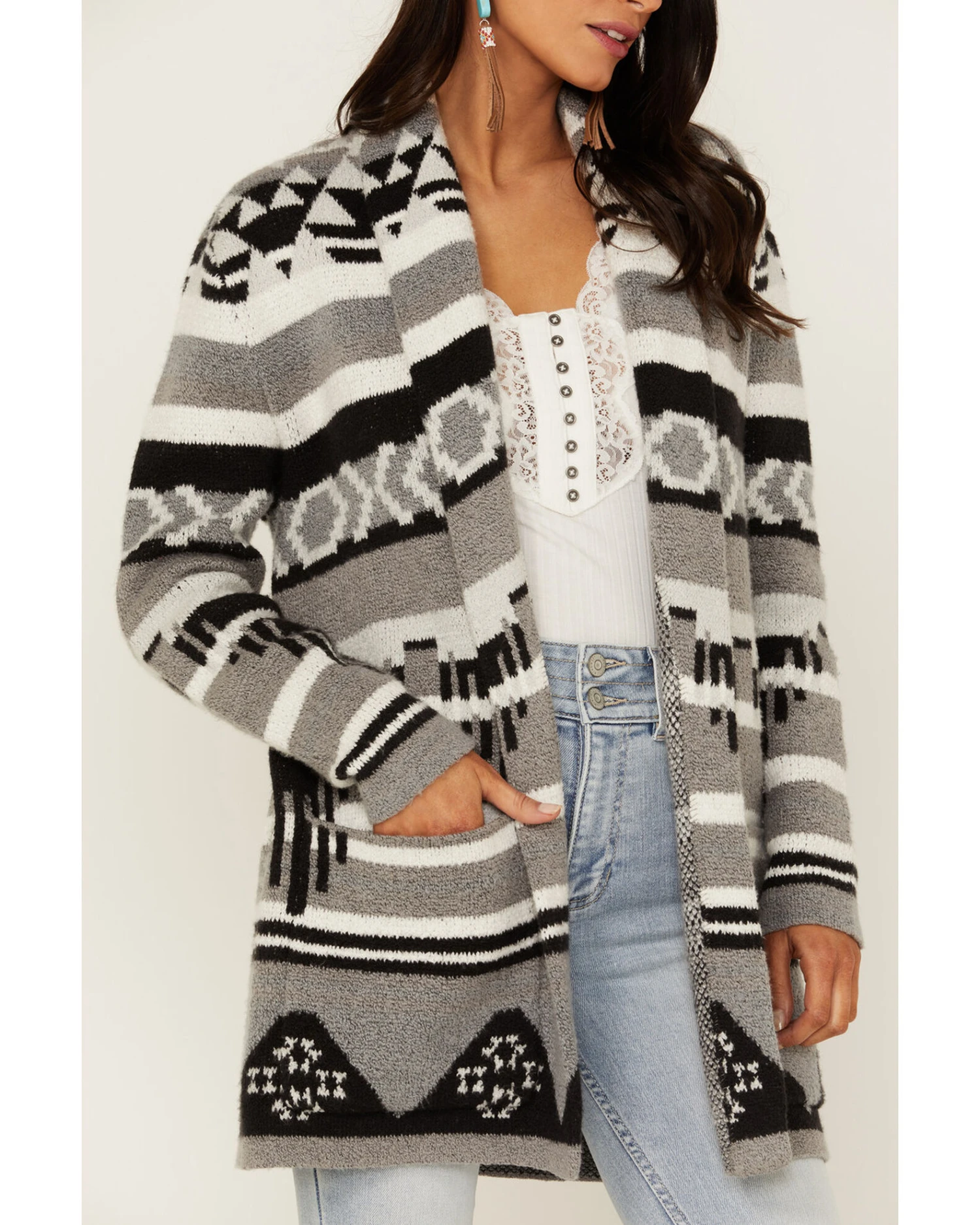 Idyllwind Women's Twin Pines Southwestern Knit Cardigan Tonal Sweater - Image 2