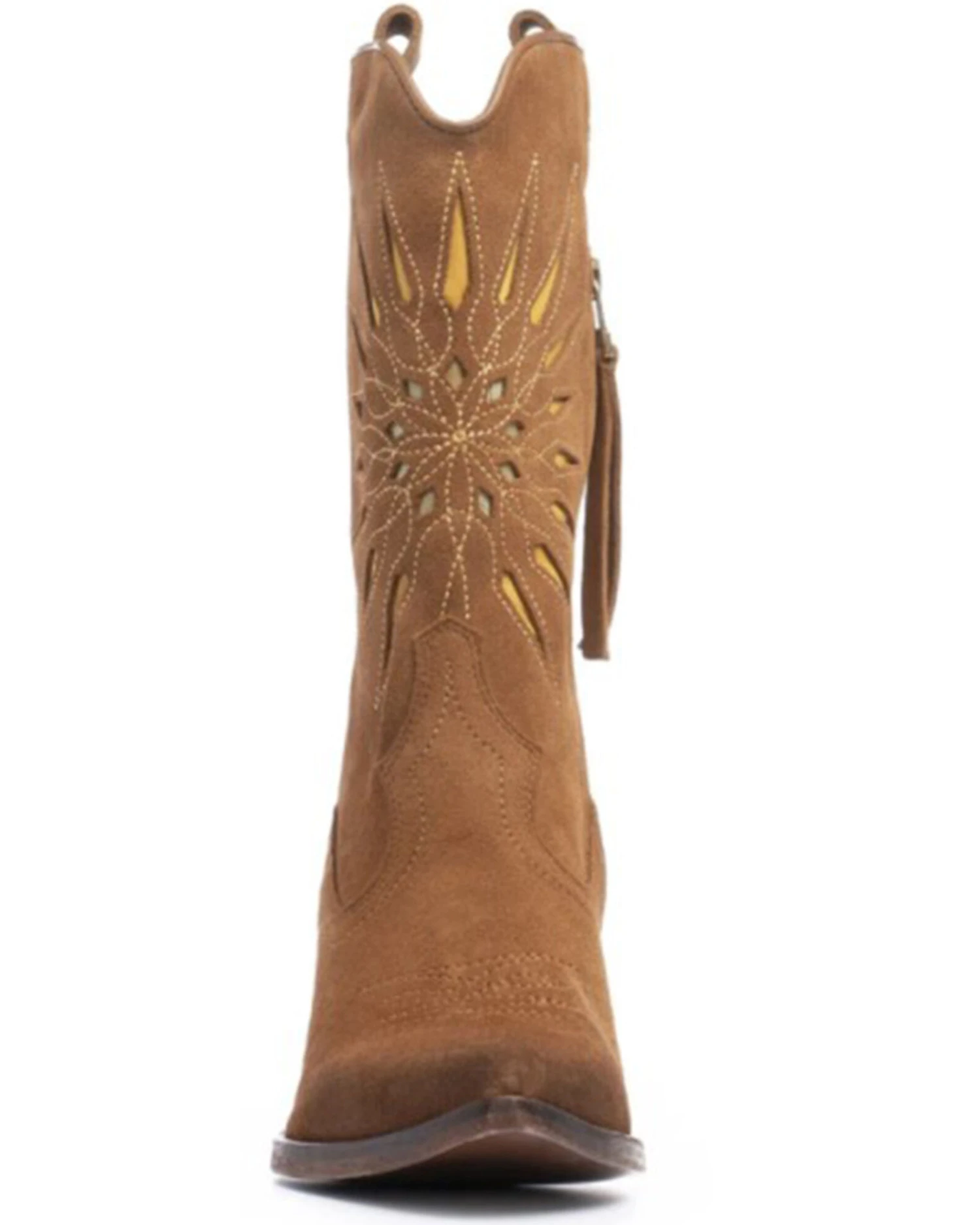 Golo Women's Contrasting Inlaid Sun Western Boots - Pointed Toe - Image 3
