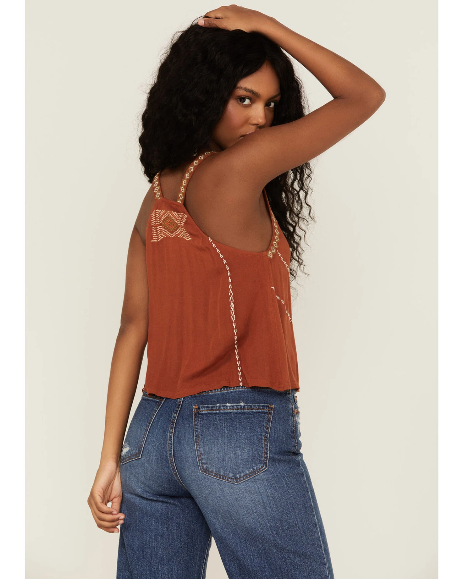 Shyanne Women's Rust Embroidered Southwestern Cami - Image 4
