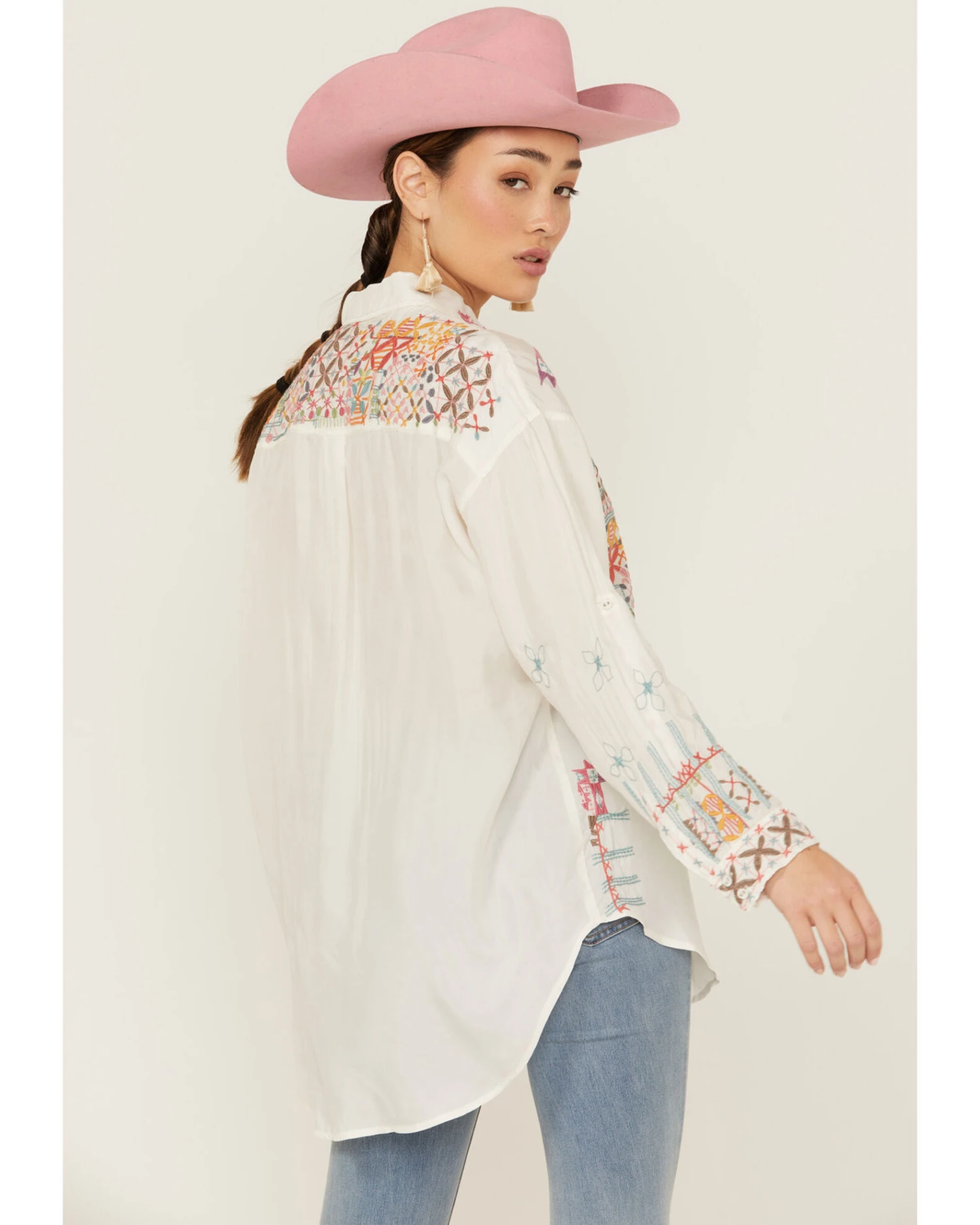 Johnny Was Women's Ryan Embroidered Button Down Long Sleeve Shirt - Image 3