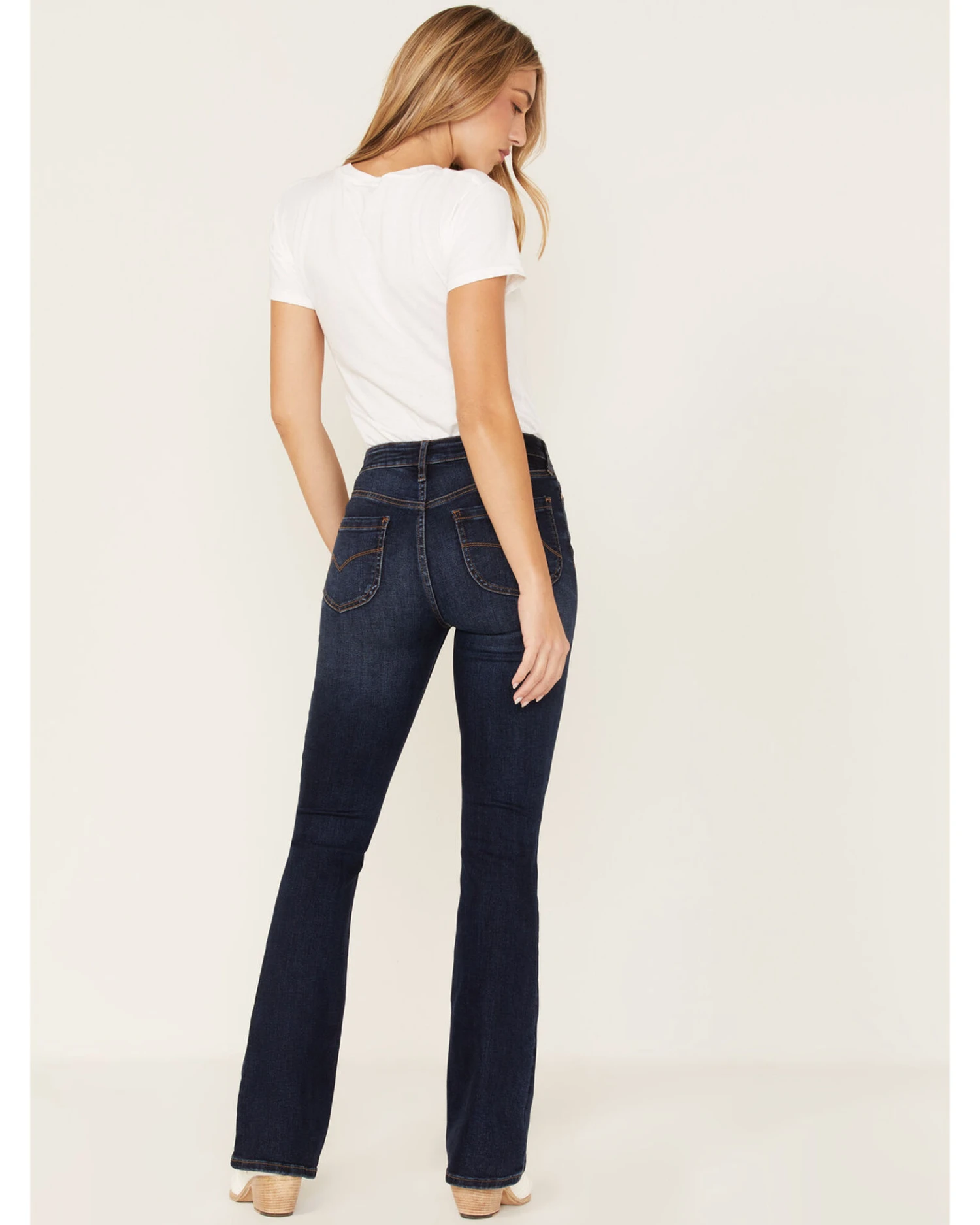 Cleo + Wolf Women's Dark Wash Stretch High Rise Modern Bootcut Jeans - Image 3