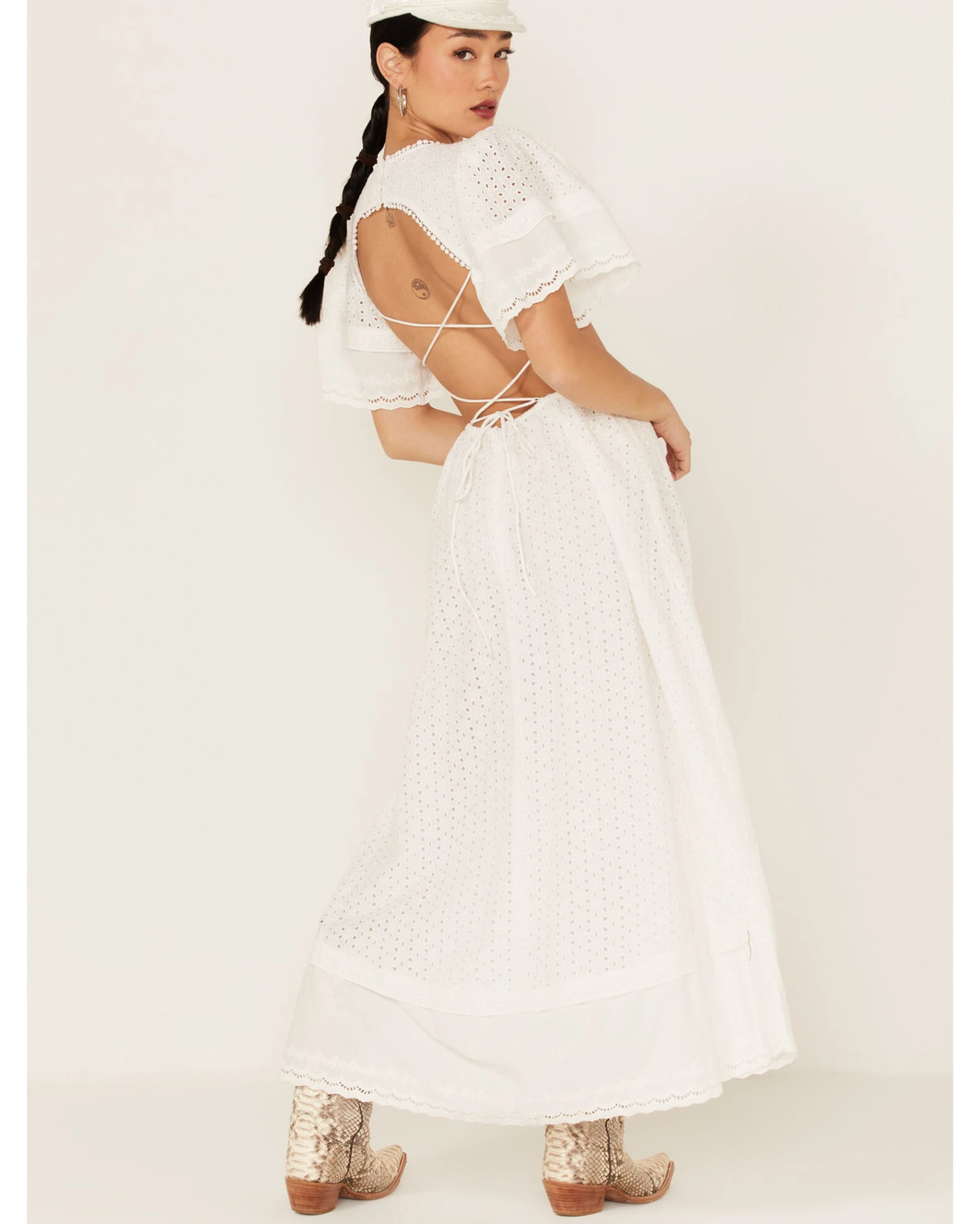 Maia Bergman Women's Ori Crochet Eyelet Open Back Maxi Dress - Image 5