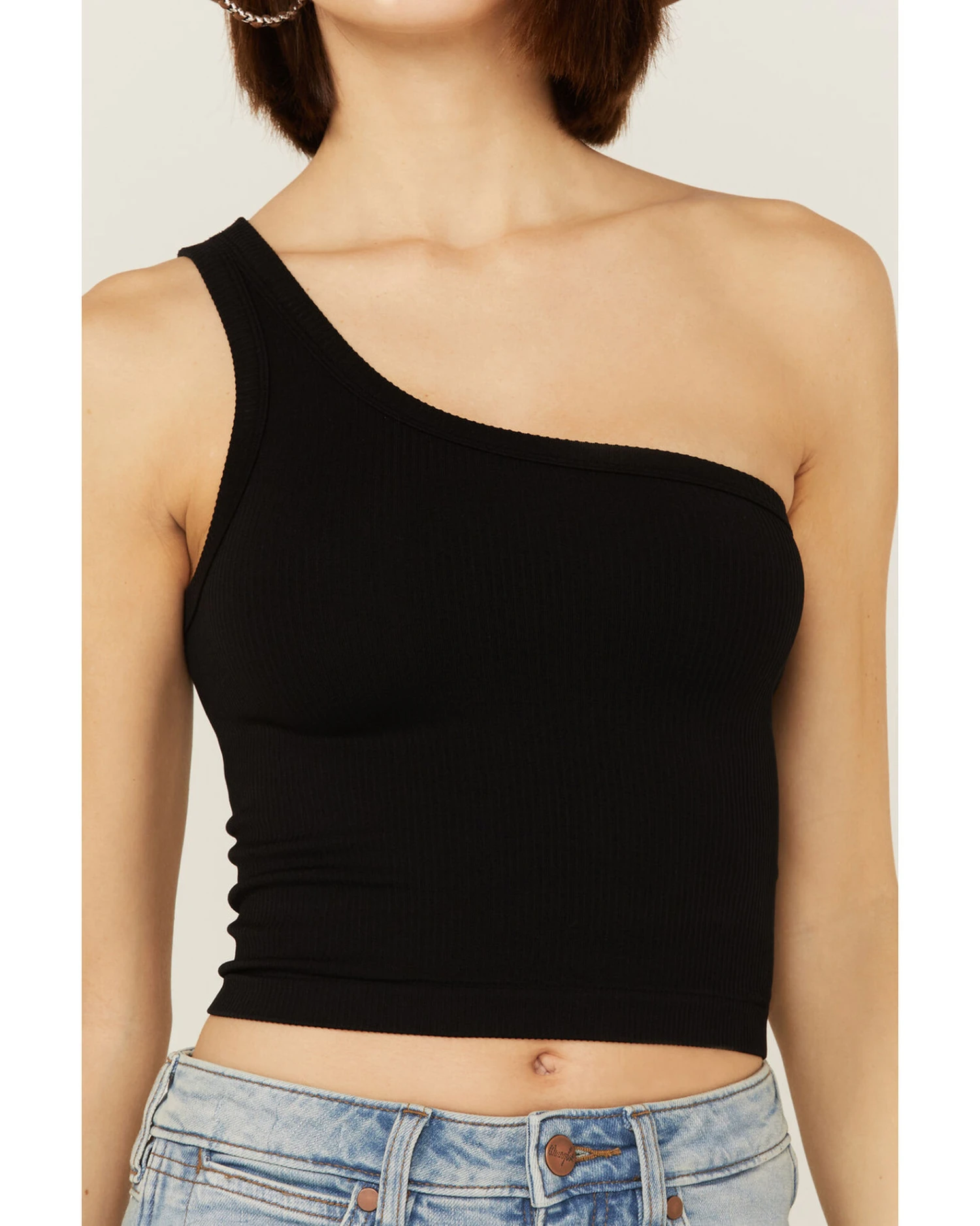 Fornia Women's Top One One Shoulder Ribbed Cami Top - Image 2