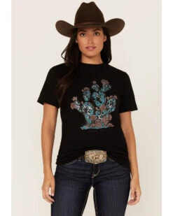 Bohemian Cowgirl Women's Leopard Print Cactus Graphic Tee
