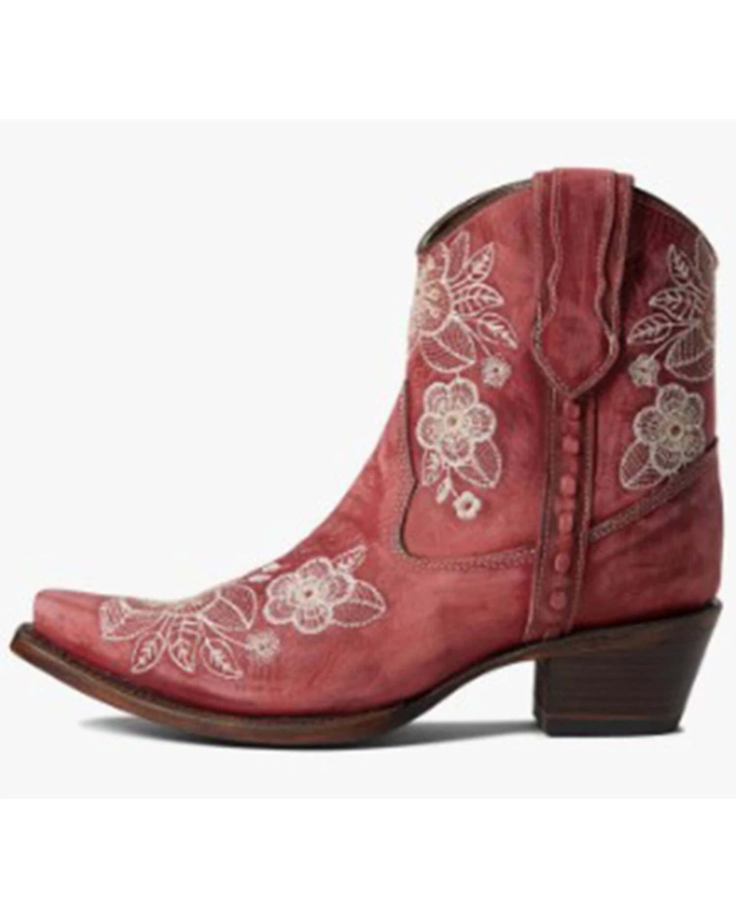Corral Women's Flowered Embroidery Ankle Western Booties - Snip Toe - Image 2