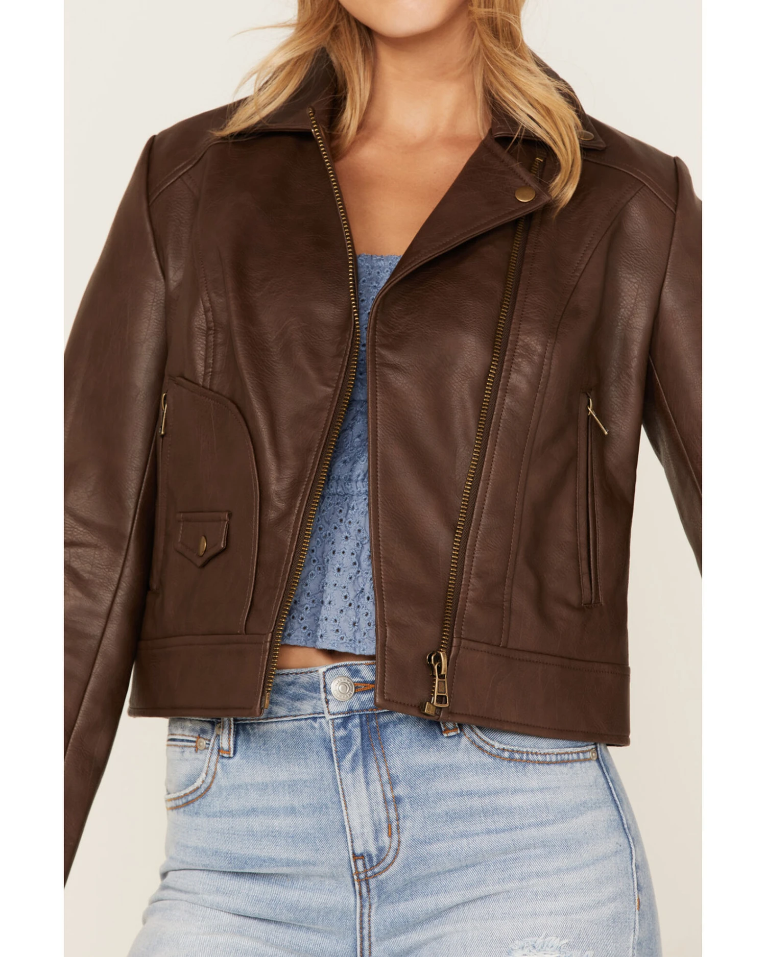 Cleo + Wolf Women's Faux Leather Moto Jacket - Image 3