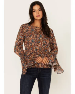 Idyllwind Women's Rouge Paisley Print Lace-Up Top