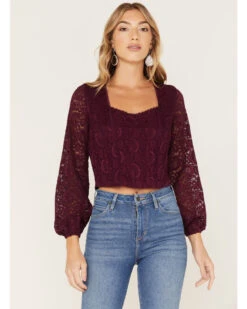 Idyllwind Women's Date Night Floral Lace Crop Top