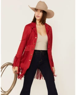 Powder River Outfitters Women's Suede Fringe Snap Jacket
