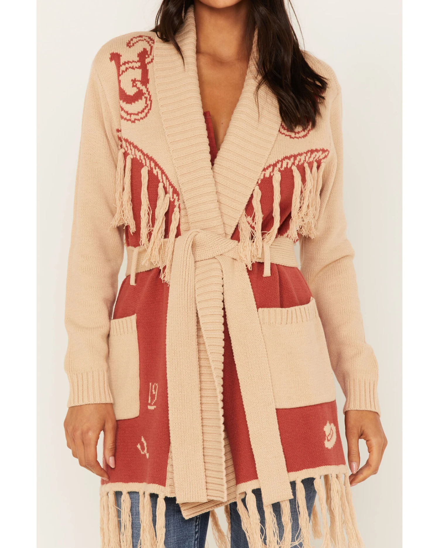 Idyllwind Women's Western Conversational Print Fringe Cardigan - Image 3