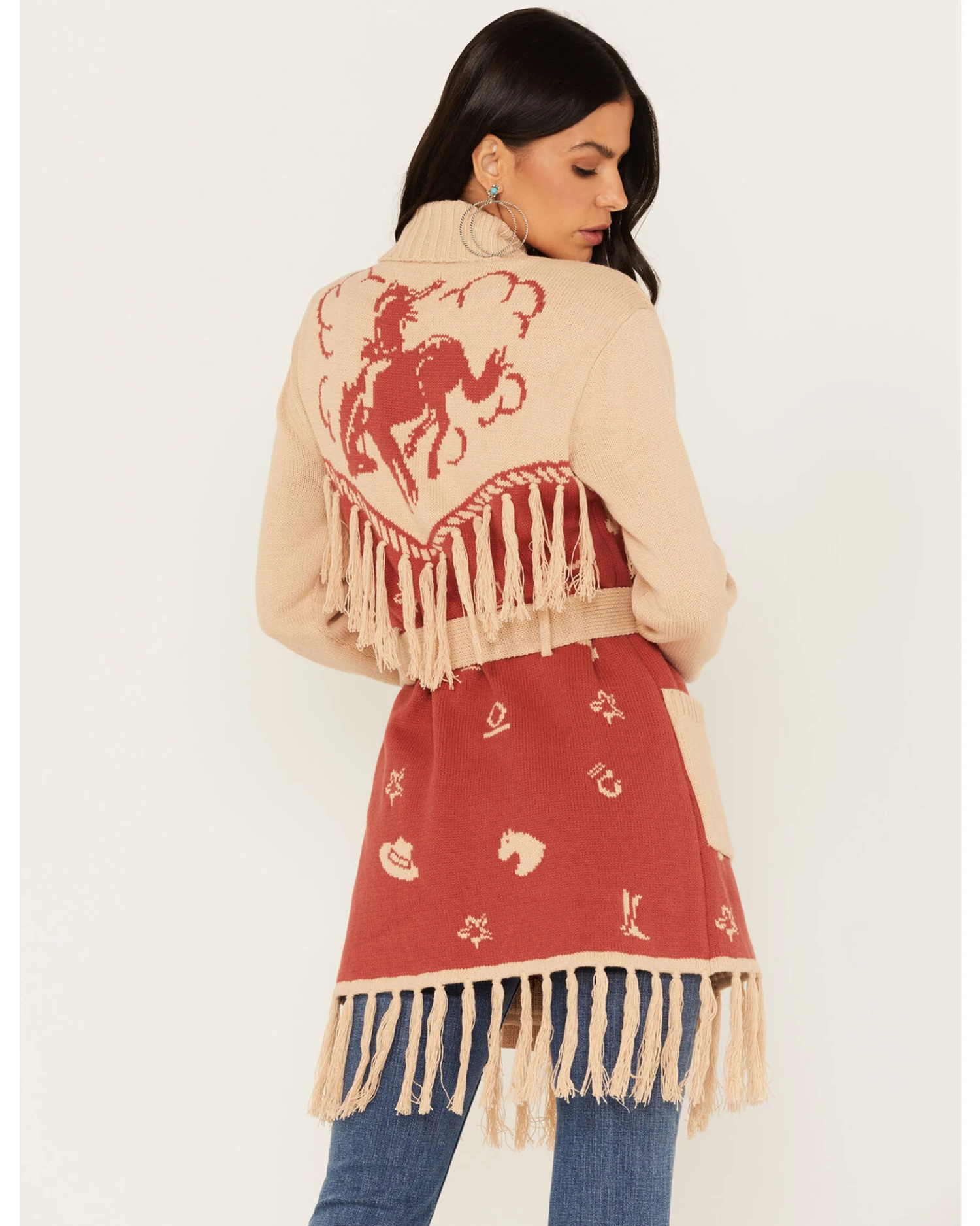 Idyllwind Women's Western Conversational Print Fringe Cardigan - Image 4