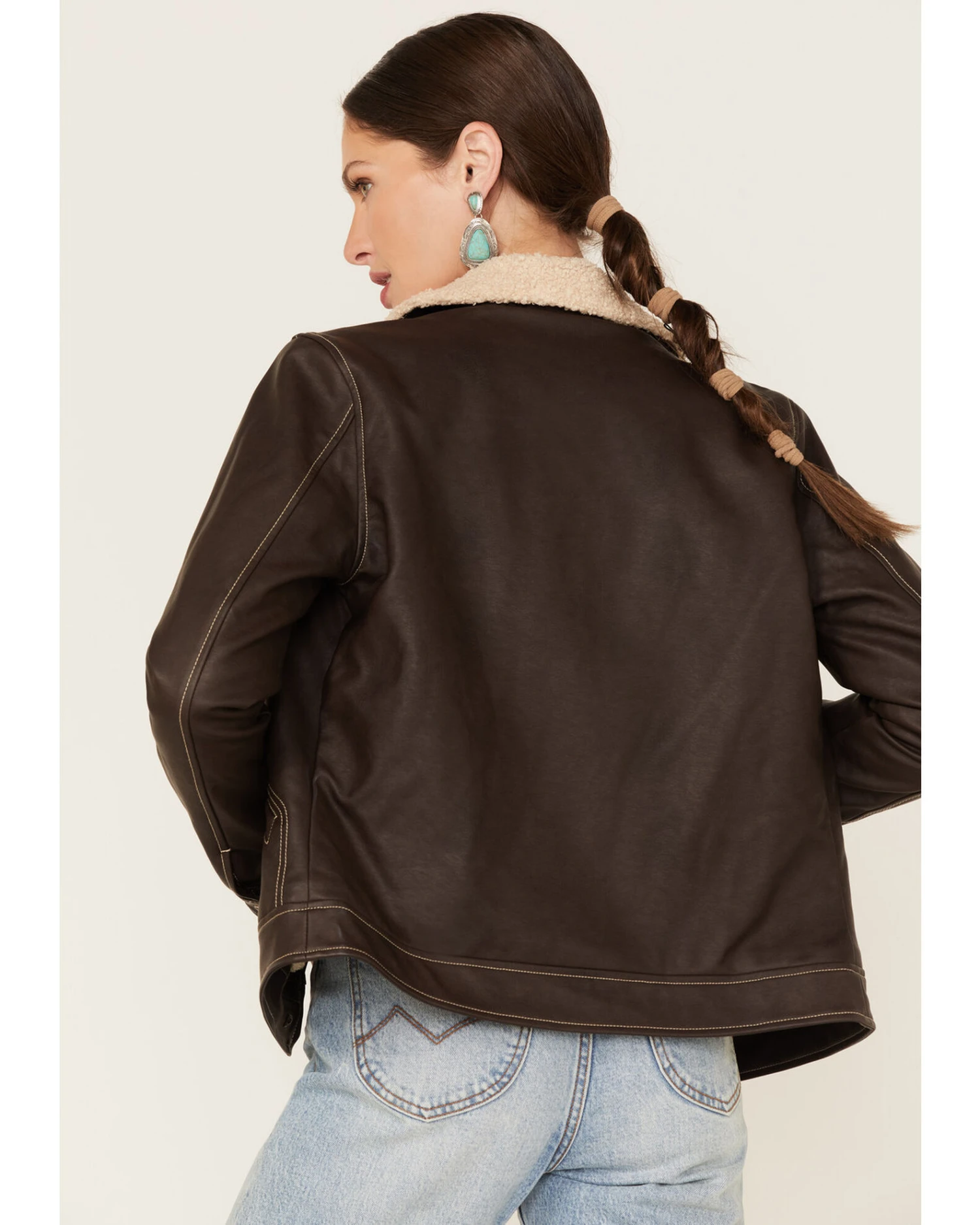 Wrangler Women's Shearing Collar Leather Jacket - Image 4