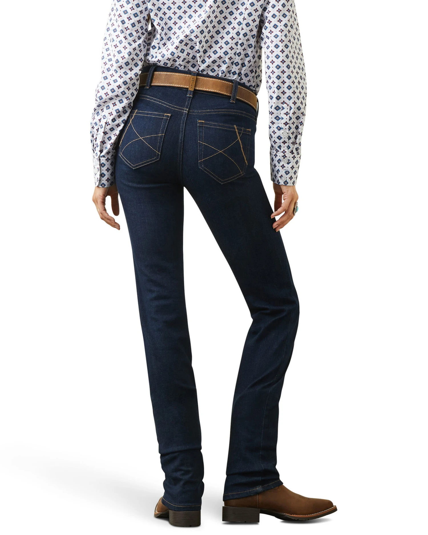 Ariat Women's R.E.A.L. Dark Wash Mid Rise Ella Stretch Straight Jeans - Image 3