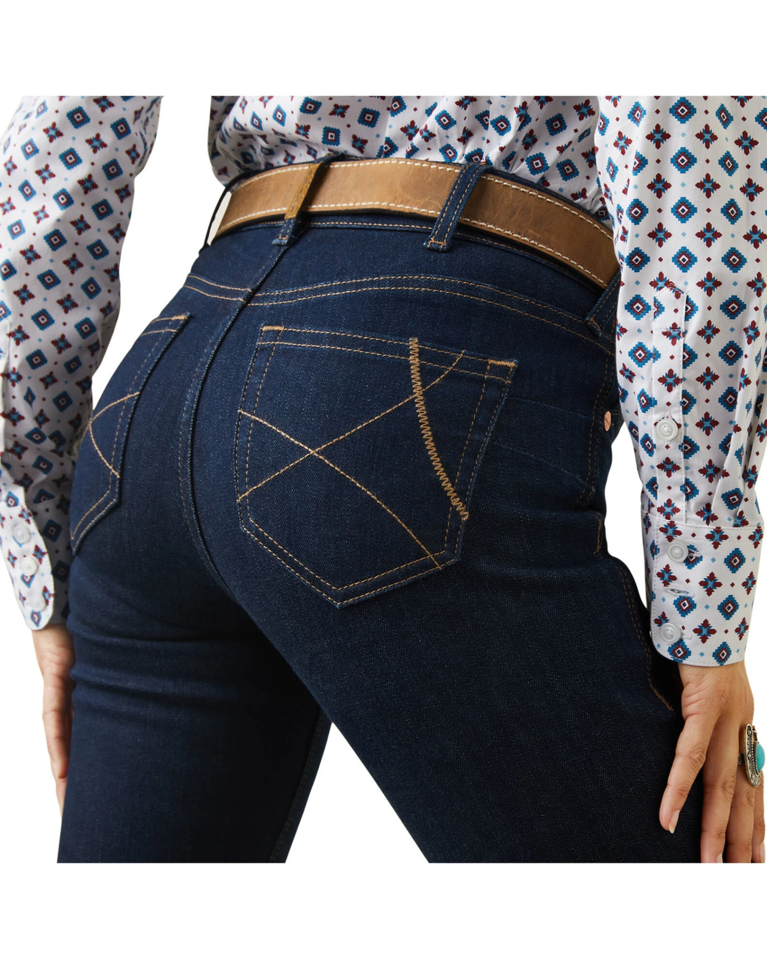 Ariat Women's R.E.A.L. Dark Wash Mid Rise Ella Stretch Straight Jeans - Image 4