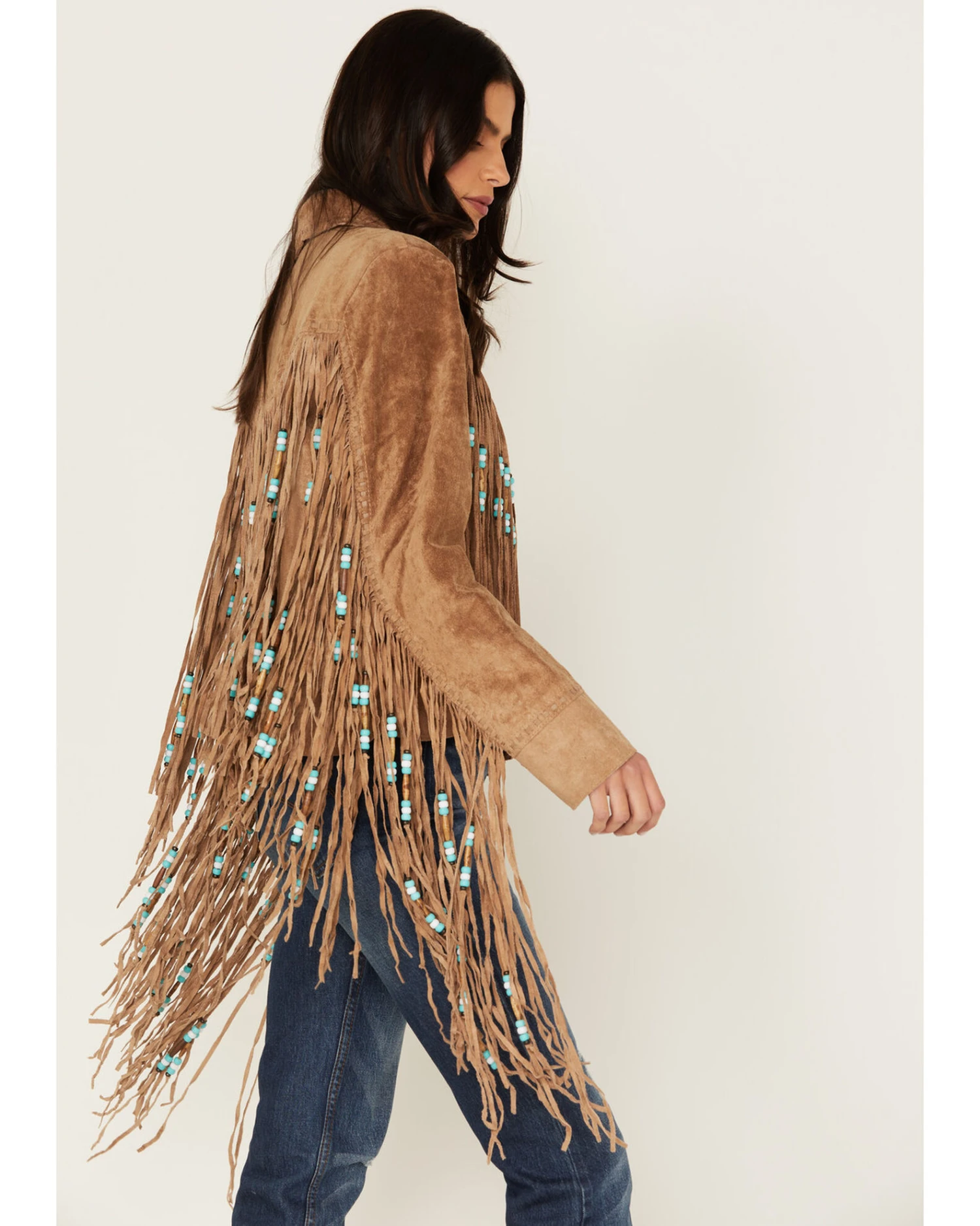 Sidran Women's Beaded Fringe Suede Jacket - Image 2