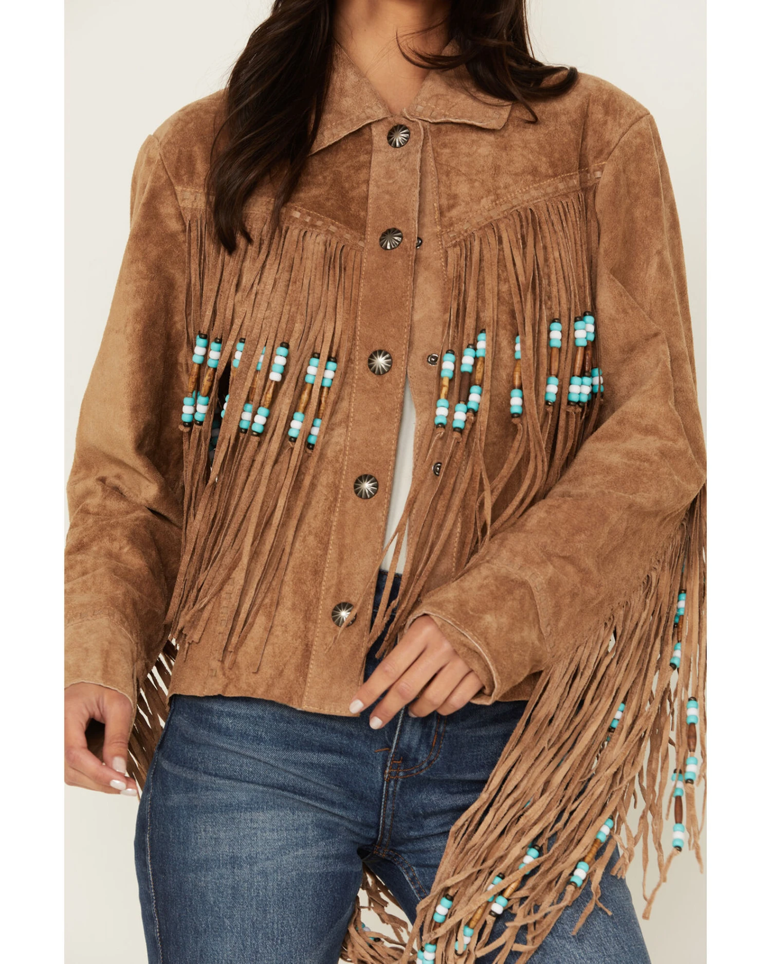 Sidran Women's Beaded Fringe Suede Jacket - Image 3