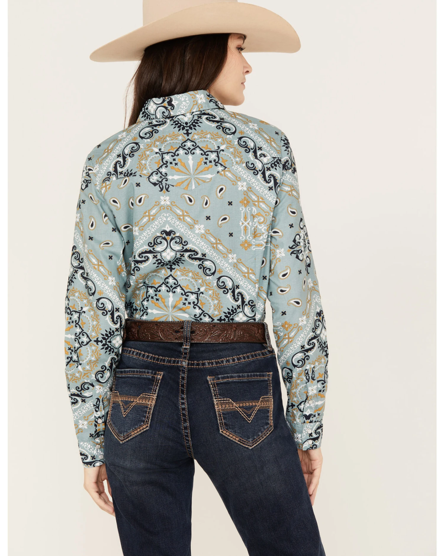 Cotton & Rye Women's Bandana Print Long Sleeve Snap Western Shirt - Image 4