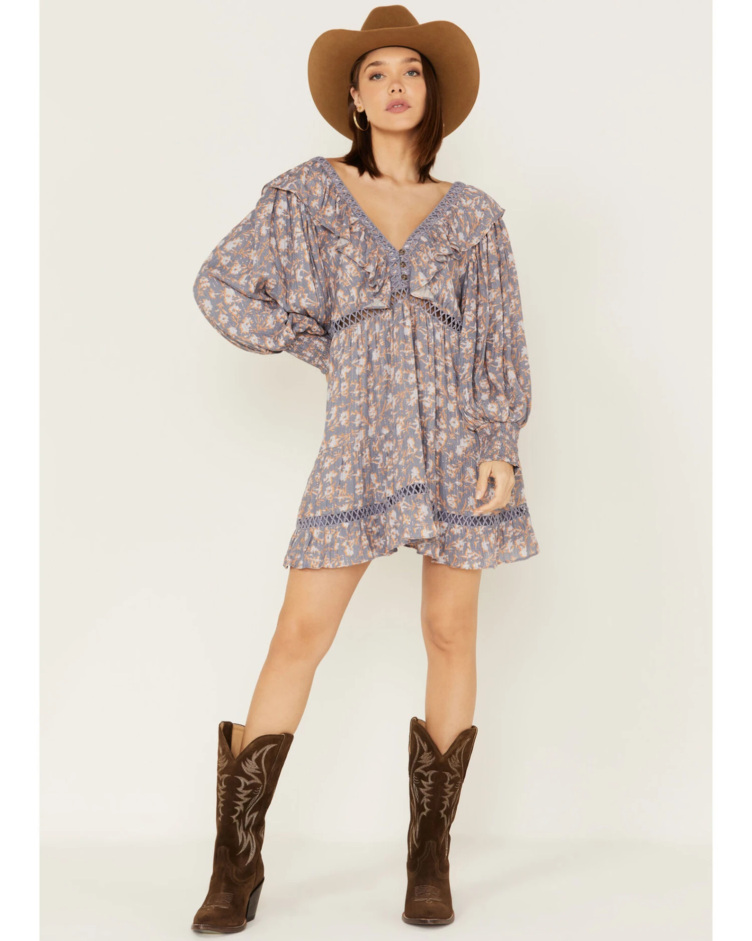 Jen's Pirate Booty Women's Floral Print Long Sleeve Wildflower Lasi Mini Dress - Image 2