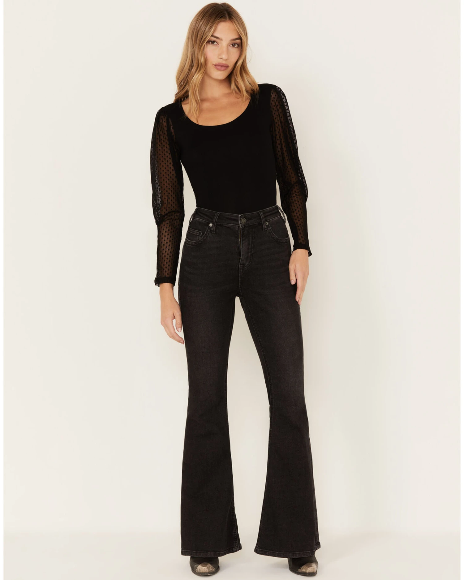 Rock & Roll Denim Women's High Rise Star Back Flare Jeans - Image 4