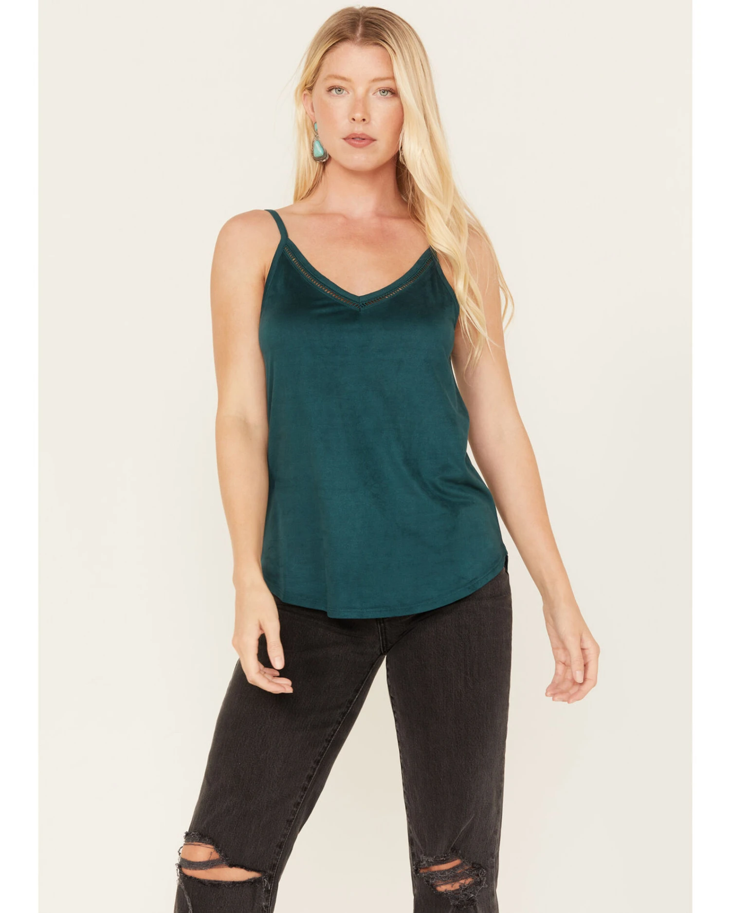 Shyanne Women's Faux Suede Latter Trim Cami