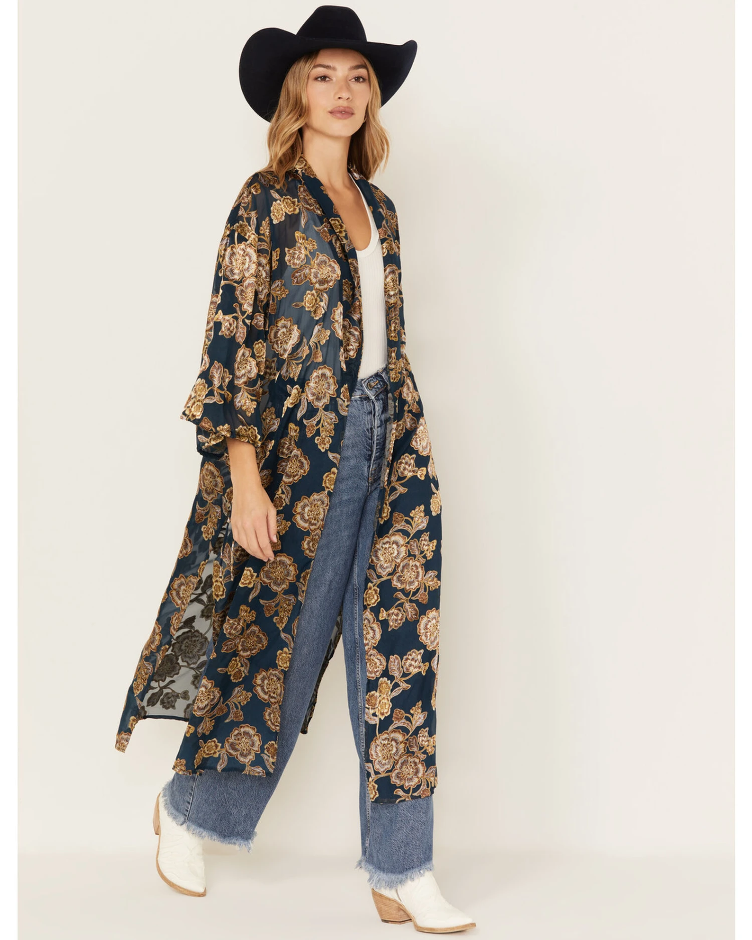 Shyanne Women's Burnout Floral Print Kimono