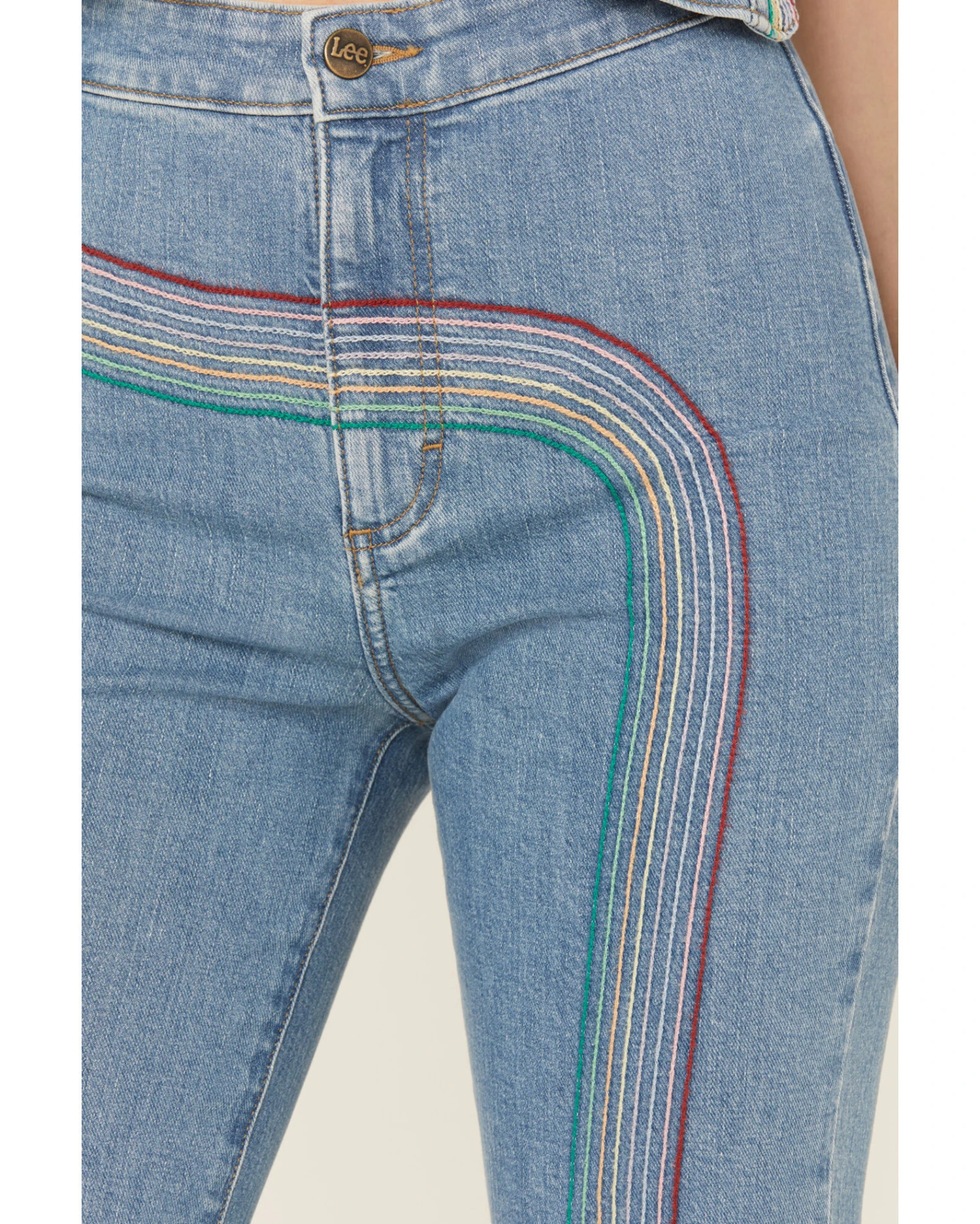 Lee Women's Light Wash High Rise Rainbow Super Flare Jeans - Image 2