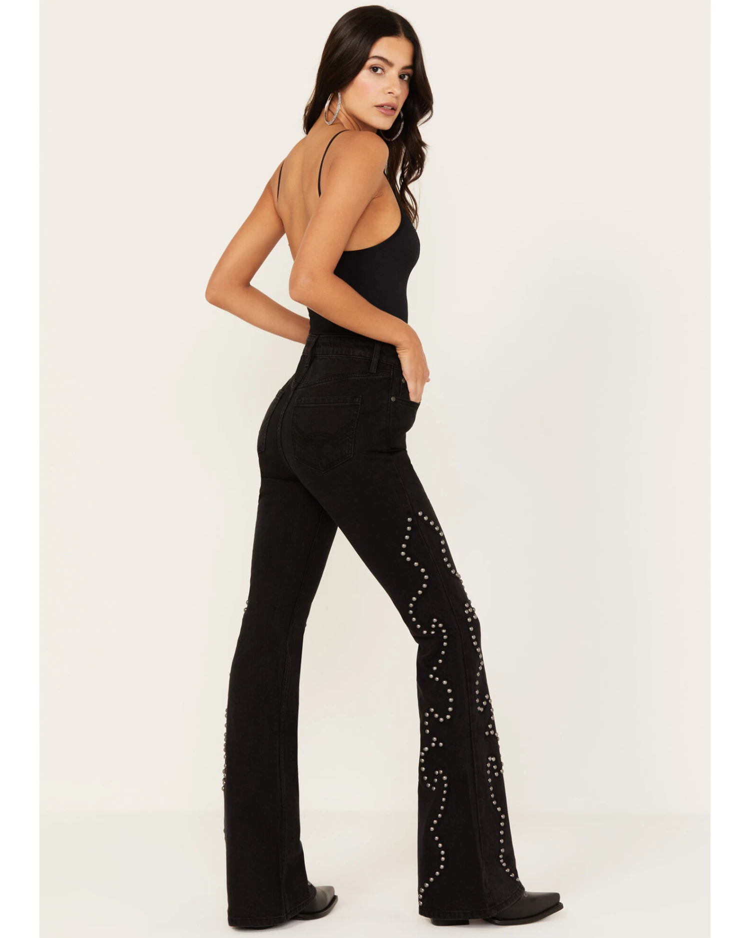 Idyllwind Women's Alameda High Risin Studded Stretch Flare Jeans - Image 3