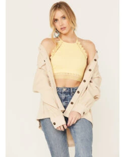 Fornia Women's Halter Lace Trim Bralette