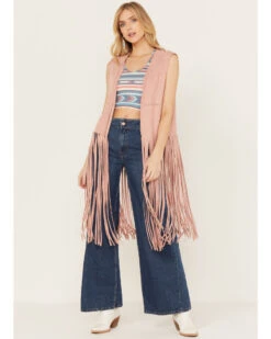 Fornia Women's Fringe Faux Suede Vest