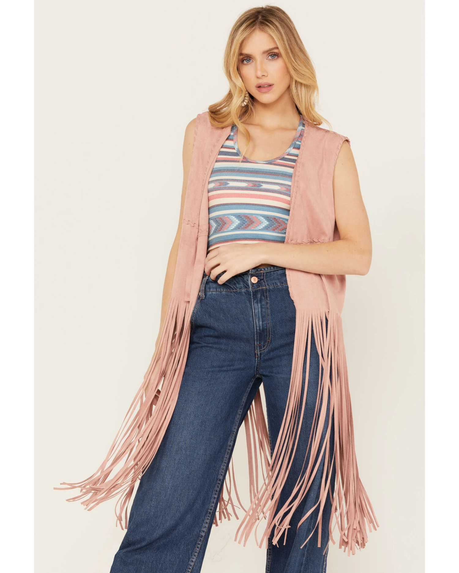 Fornia Women's Fringe Faux Suede Vest - Image 2