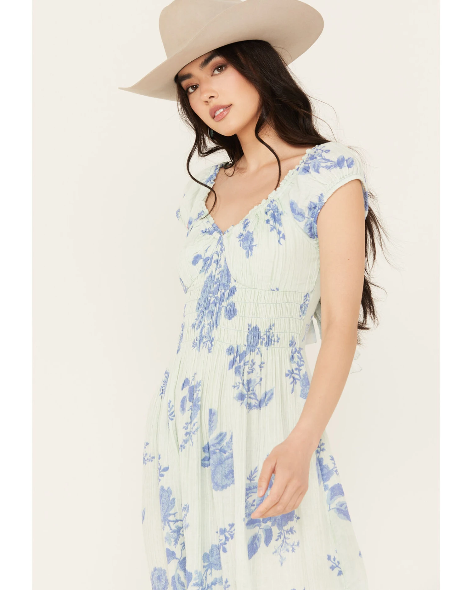 Free People Women's Floral Forget Me Not Midi Dress - Image 2