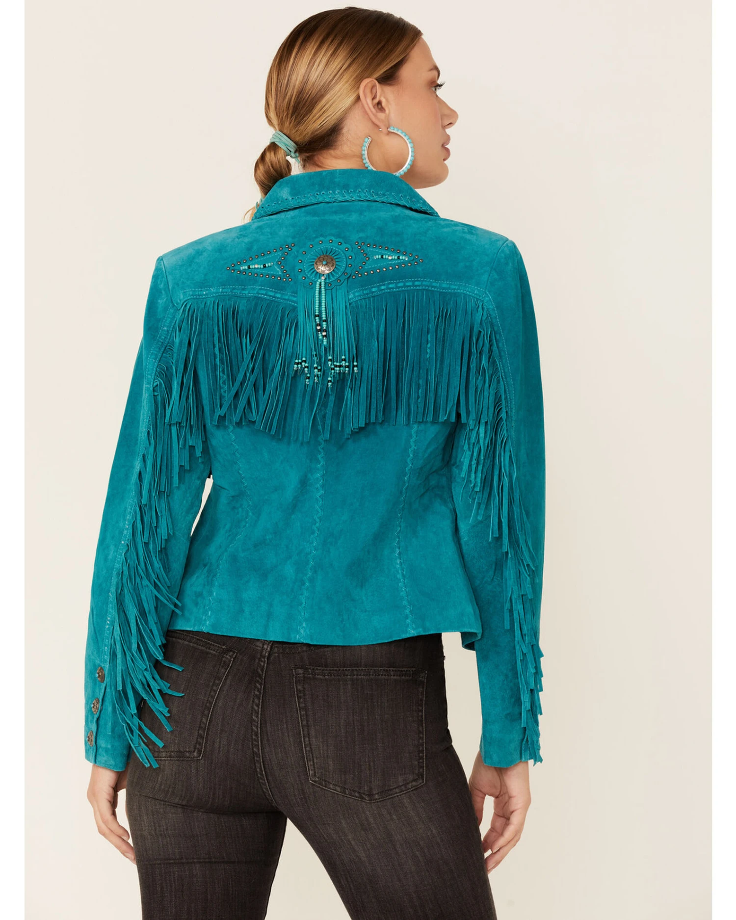 Scully Fringe & Beaded Boar Suede Leather Jacket - Image 4